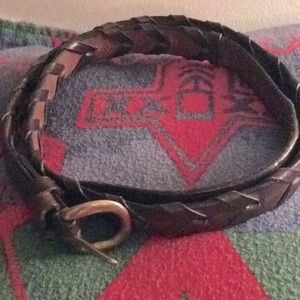 Vintage Brown Leather Braided Western Belt